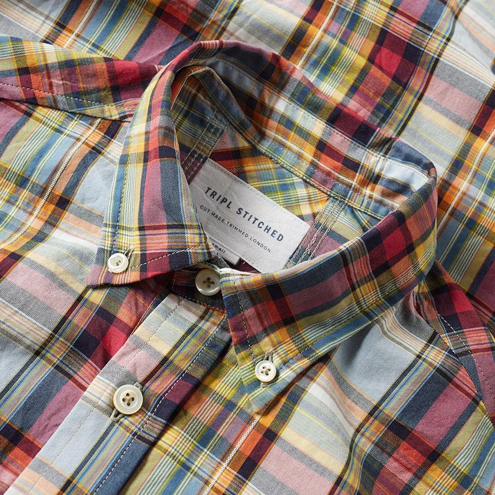 Tripl Stitched Button Down Check ShirtRed, Yellow & White