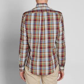 Tripl Stitched Button Down Check ShirtRed, Yellow & White