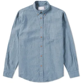 Tripl Stitched Button Down Tab Collar ShirtChambray Herringbone