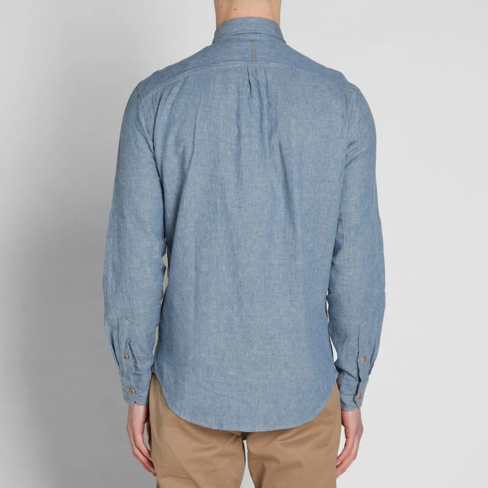 Tripl Stitched Button Down Tab Collar ShirtChambray Herringbone