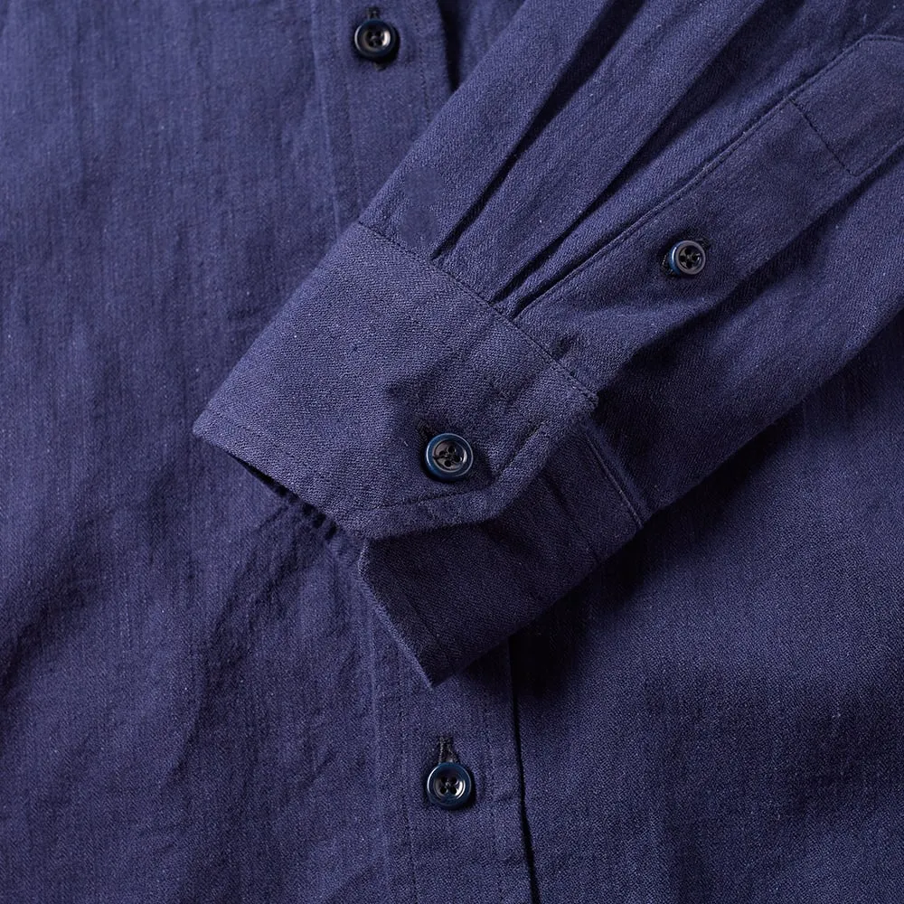 Tripl Stitched Button Down Tab Collar ShirtNavy Herringbone