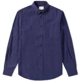 Tripl Stitched Button Down Tab Collar ShirtNavy Herringbone