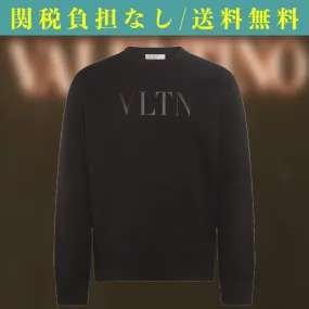 VALENTINO  |Crew Neck Pullovers Long Sleeves Plain Cotton Logo Luxury