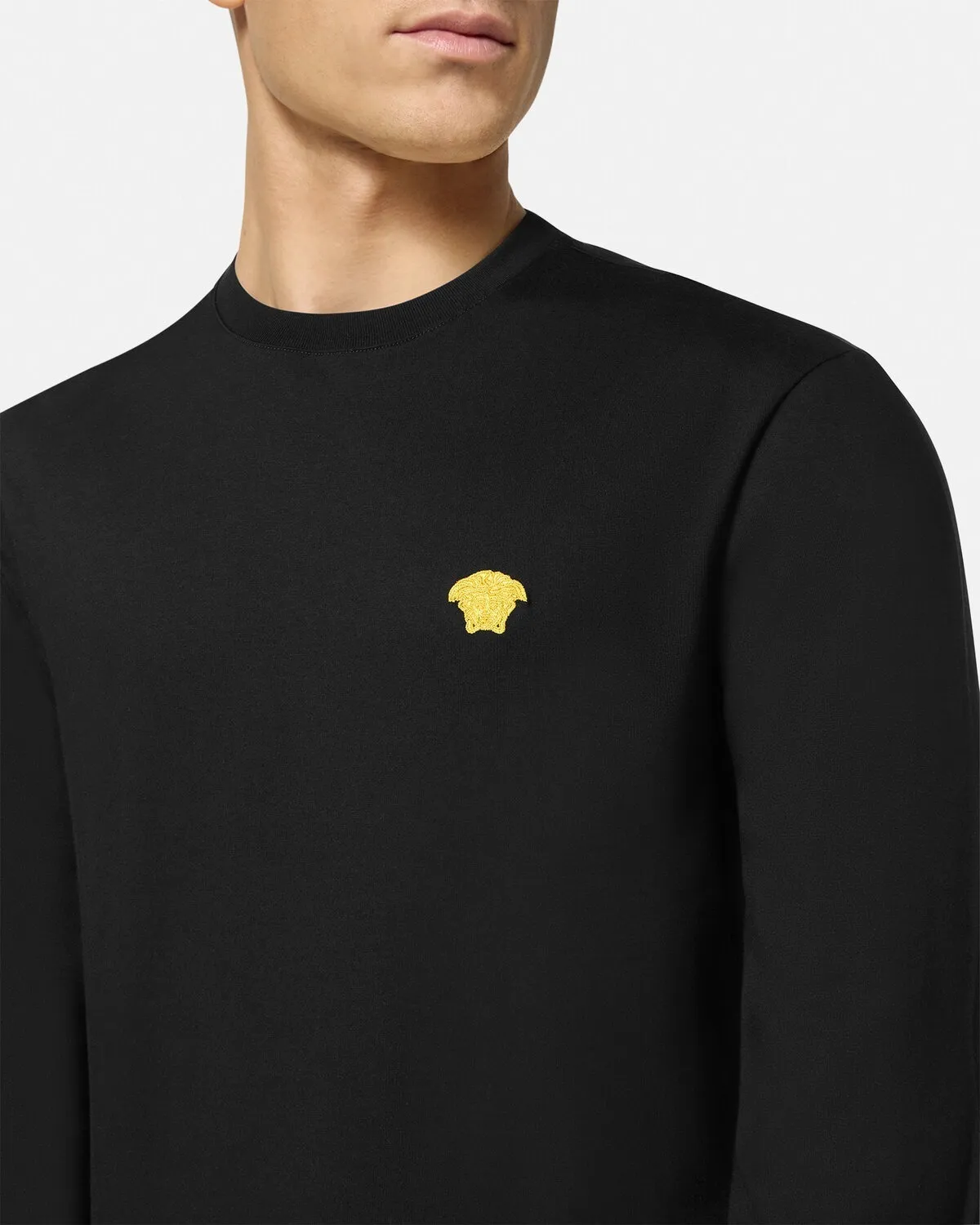 VERSACE  |Crew Neck Street Style Long Sleeves Plain Cotton