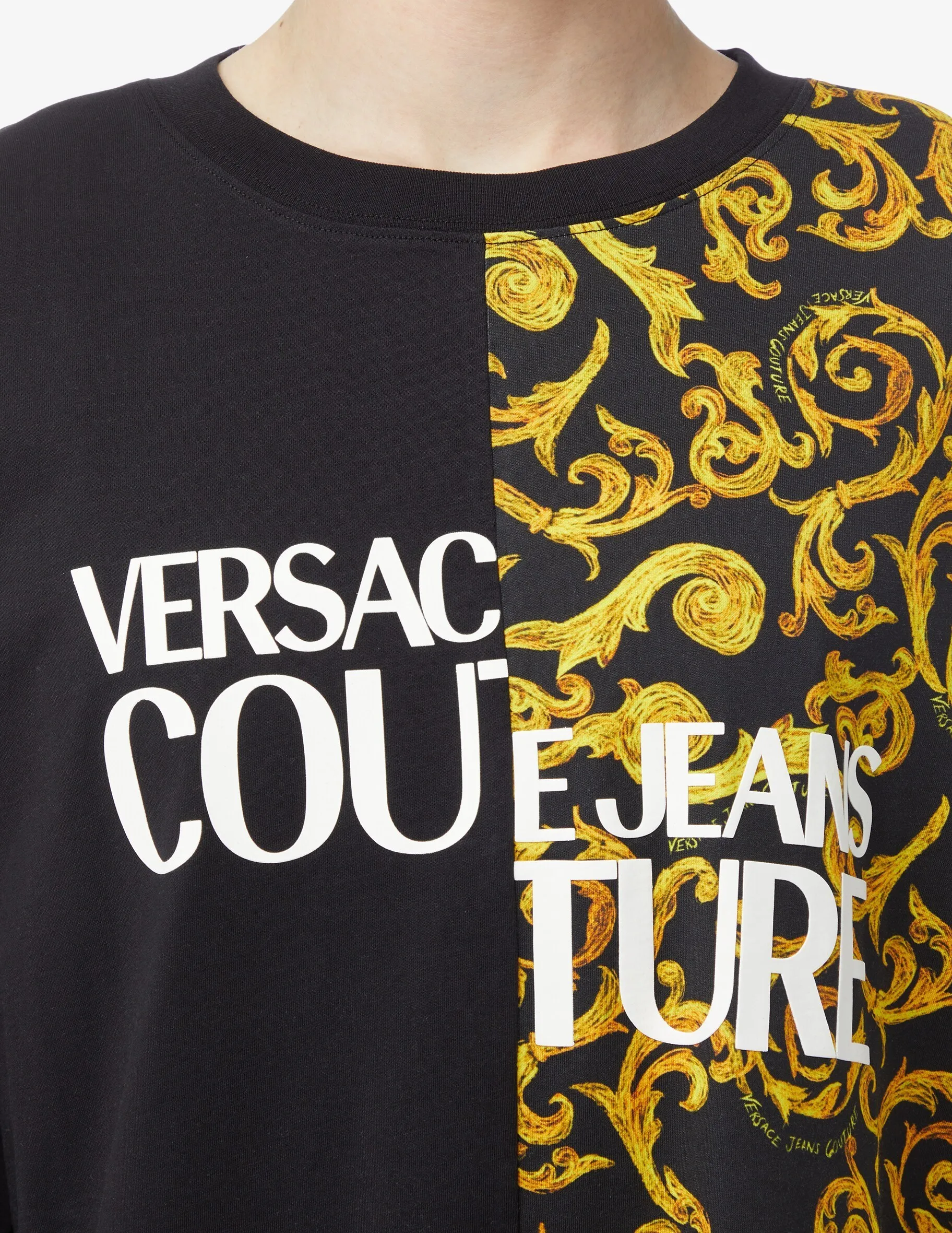 VERSACE JEANS  |Crew Neck Flower Patterns Unisex Cotton Short Sleeves Logo