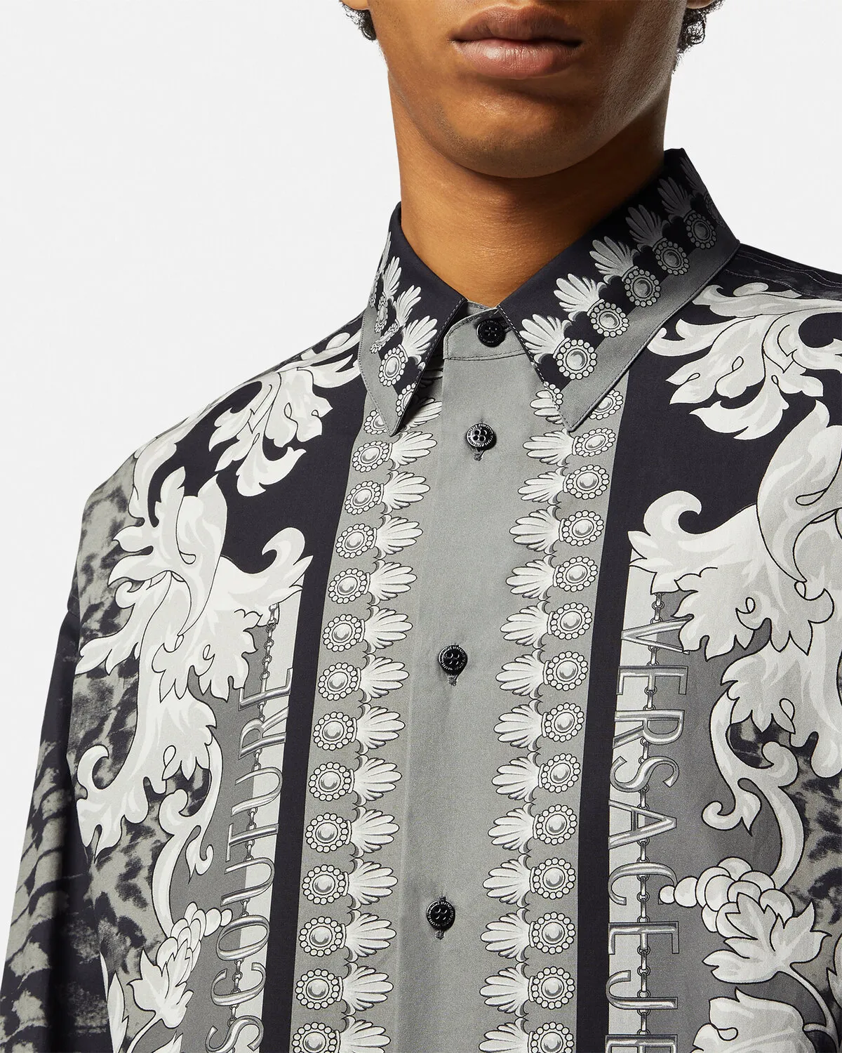 VERSACE JEANS  |Monogram Street Style Long Sleeves Cotton Tribal Logo Shirts