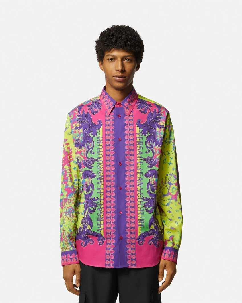 VERSACE JEANS  |Monogram Street Style Long Sleeves Cotton Tribal Logo Shirts