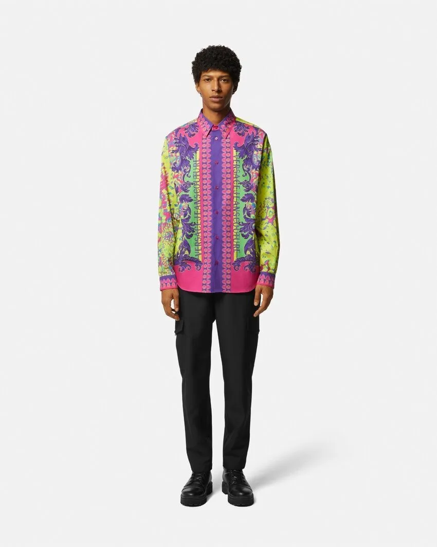 VERSACE JEANS  |Monogram Street Style Long Sleeves Cotton Tribal Logo Shirts