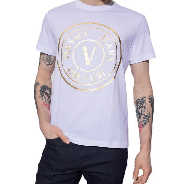 VERSACE JEANS  |Unisex Street Style Plain Cotton Oversized Logo T-Shirts