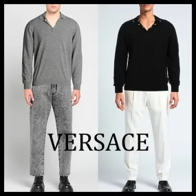 VERSACE  |Pullovers Unisex Wool Cashmere Street Style Long Sleeves