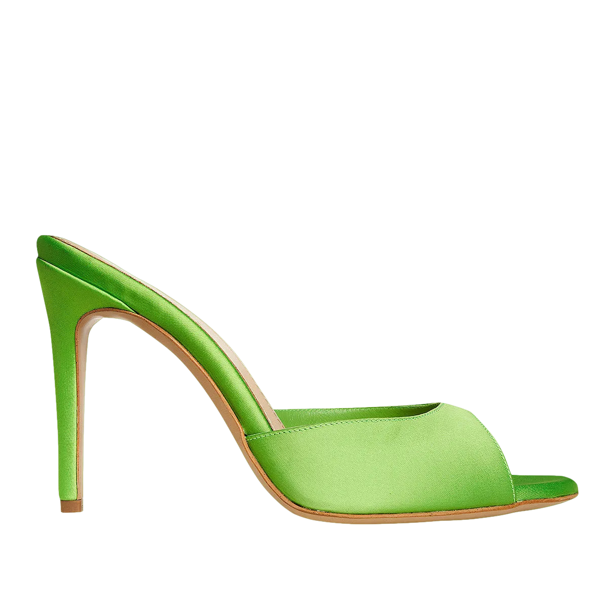 Vicky Green Grass Satin Mules