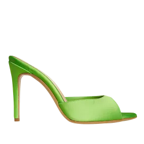 Vicky Green Grass Satin Mules