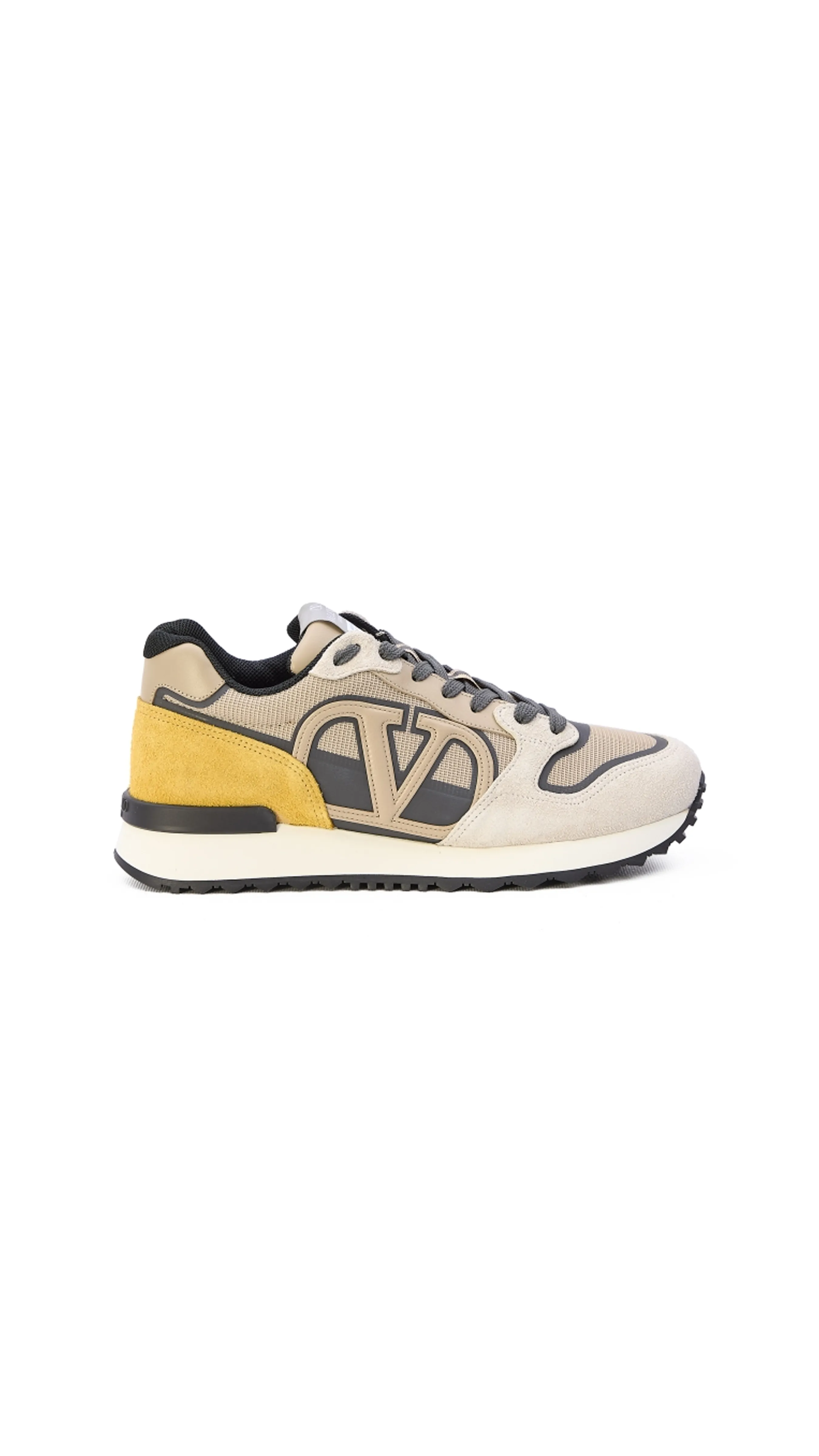 Vlogo Pace Low-top Sneaker In Split Leather, Fabric And Calf Leather - Grey/Yellow