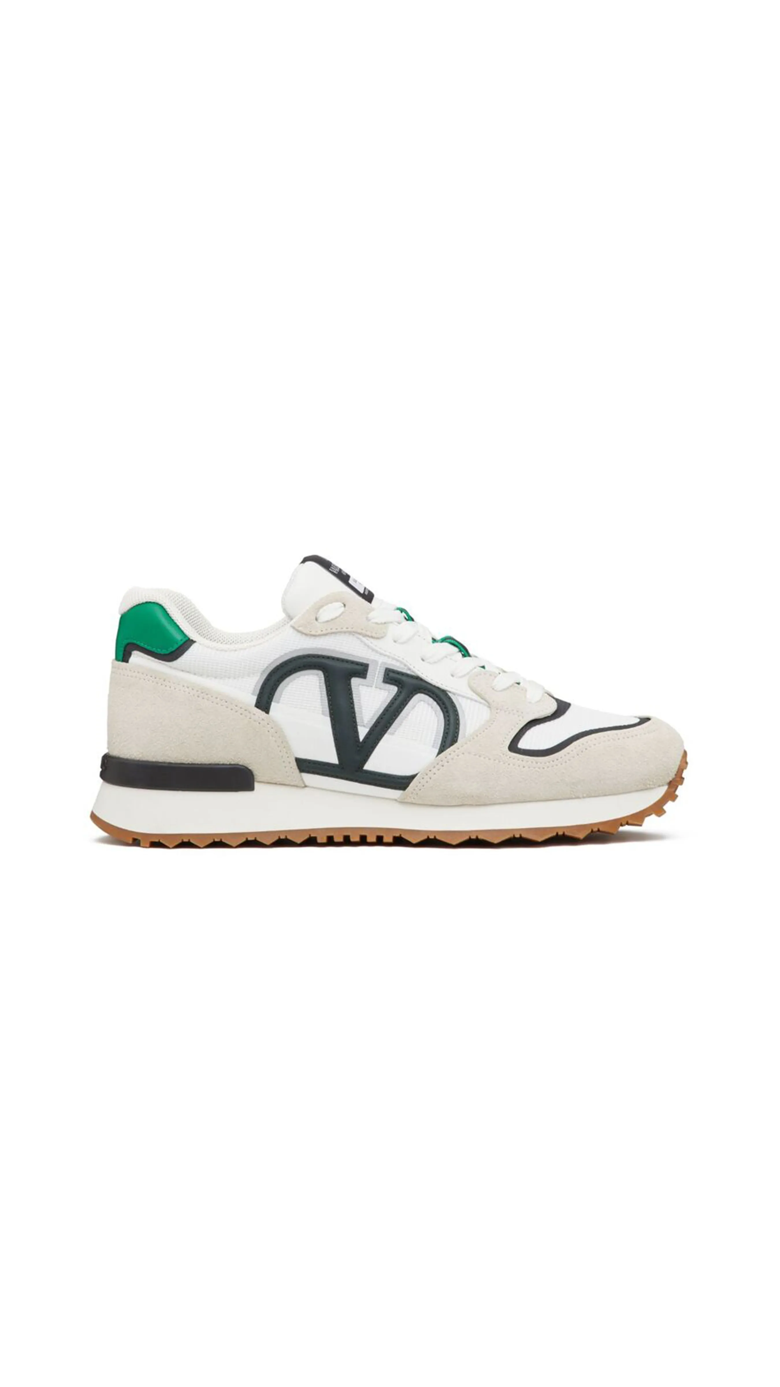 Vlogo Pace Low-top Sneaker In Split Leather, Fabric And Calf Leather - White/Green