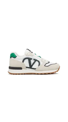 Vlogo Pace Low-top Sneaker In Split Leather, Fabric And Calf Leather - White/Green