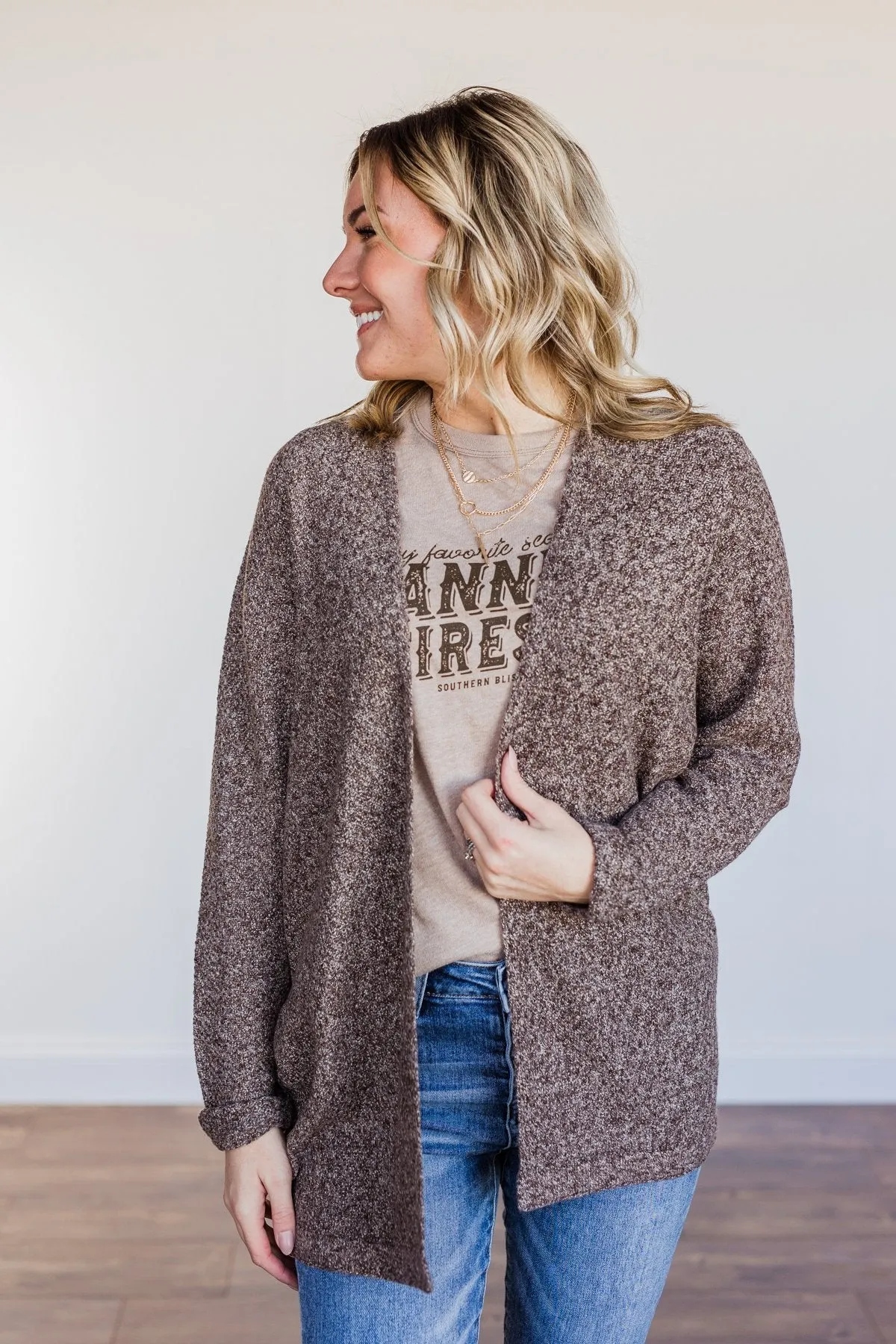 Warm Welcomes Knit Cardigan- Chocolate