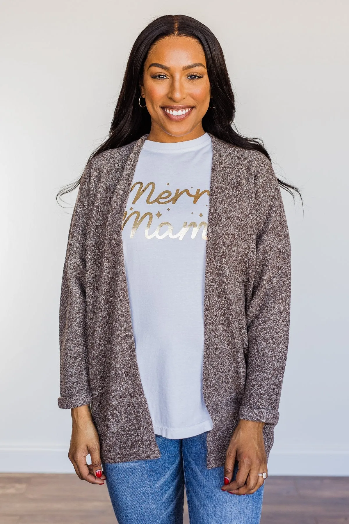 Warm Welcomes Knit Cardigan- Chocolate