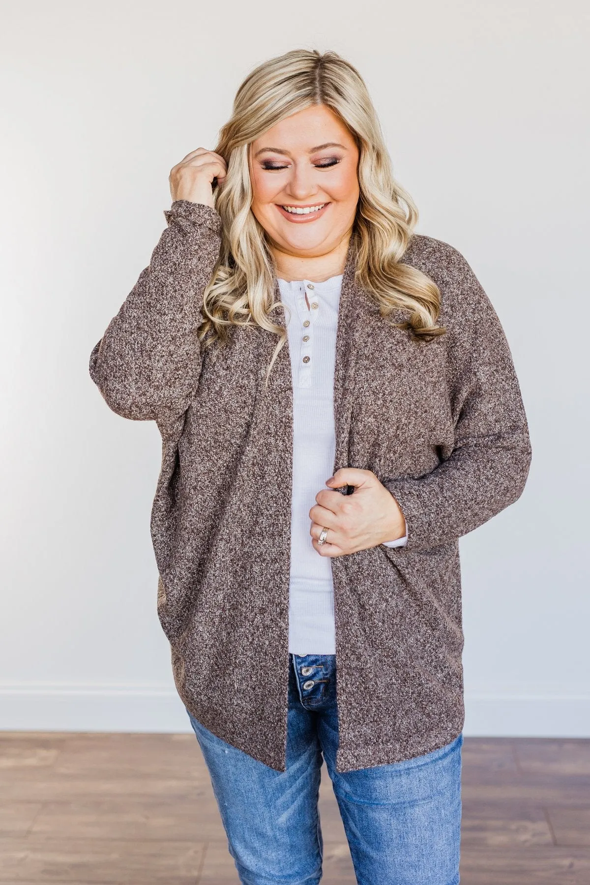 Warm Welcomes Knit Cardigan- Chocolate