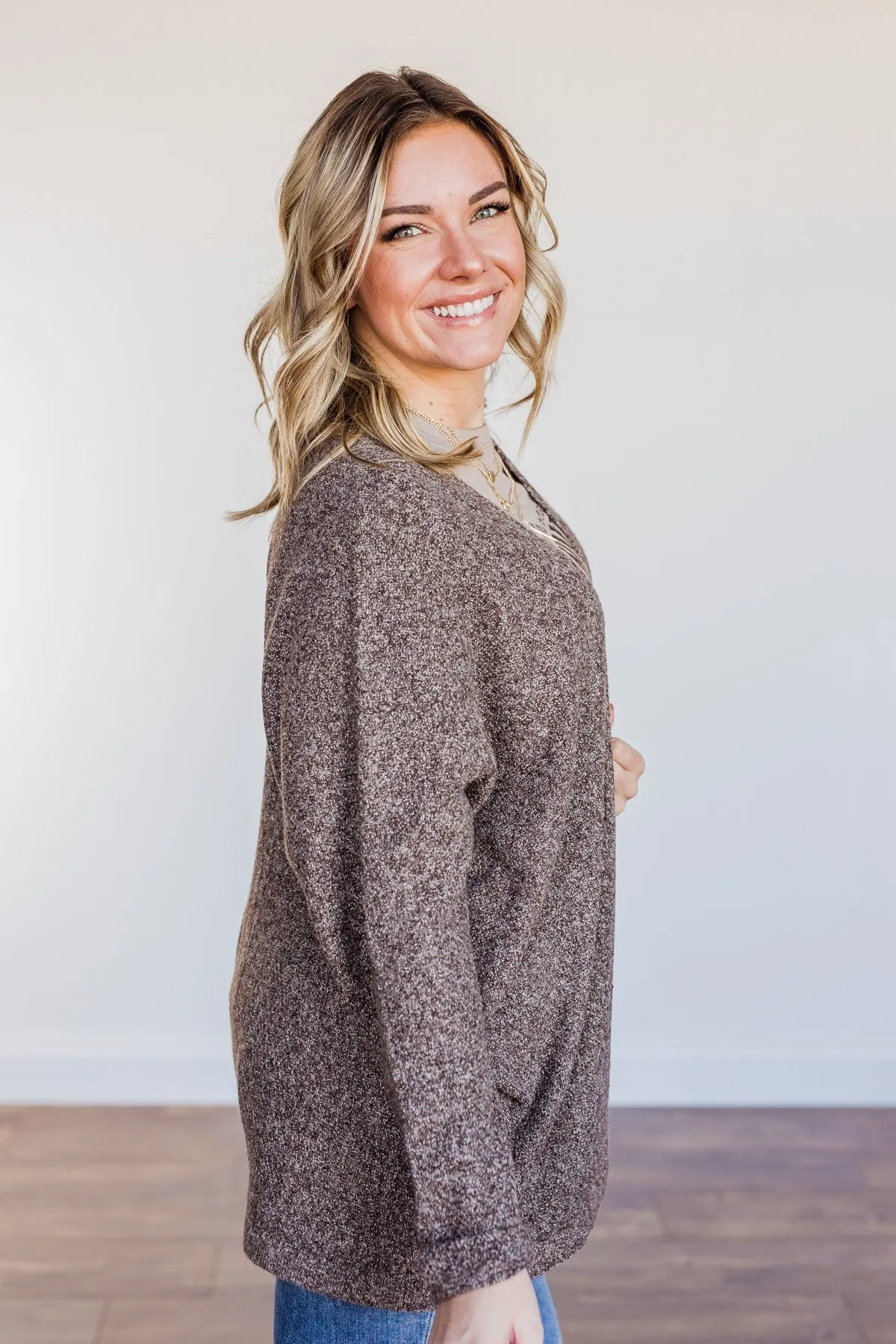 Warm Welcomes Knit Cardigan- Chocolate