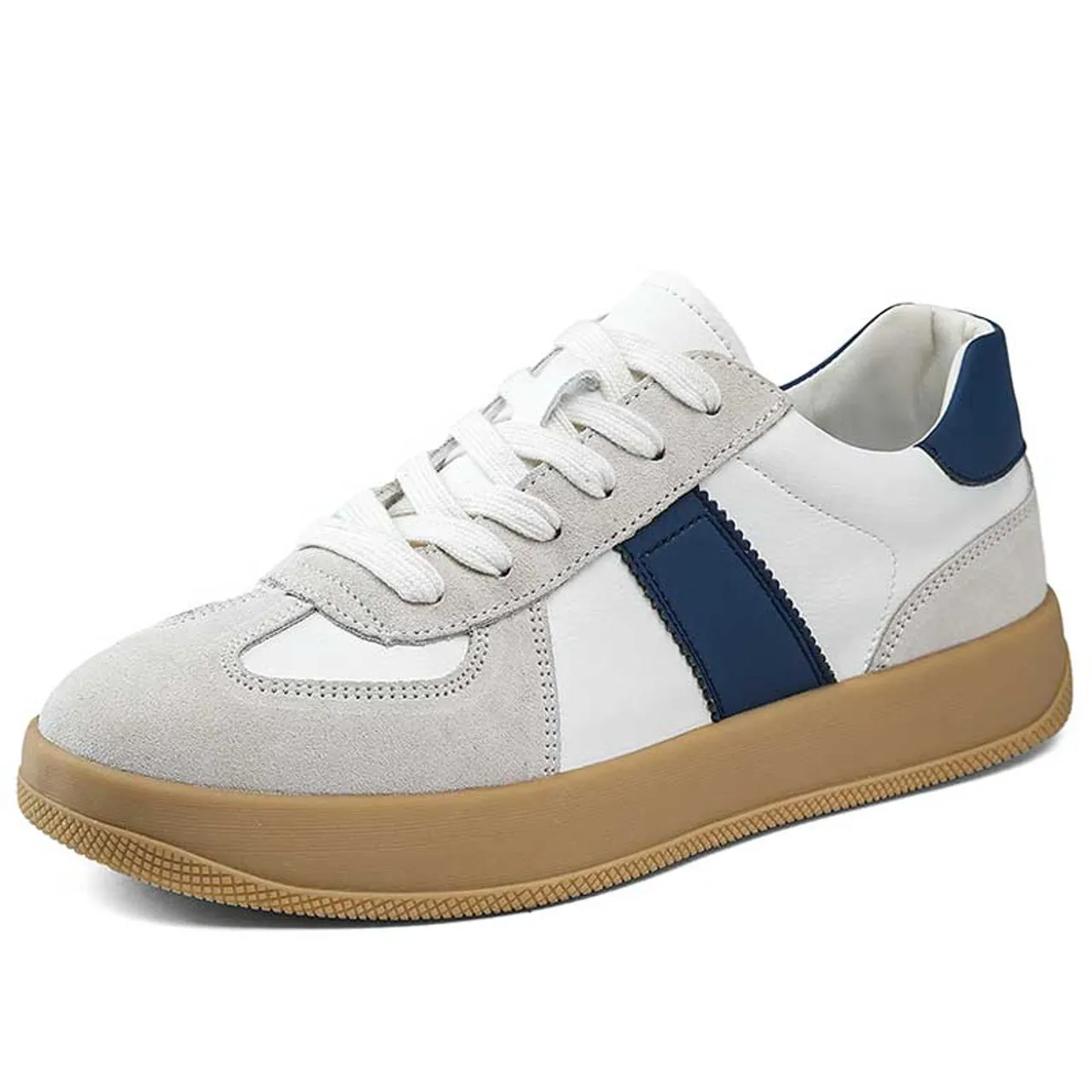 White blue stripe block casual shoe sneaker