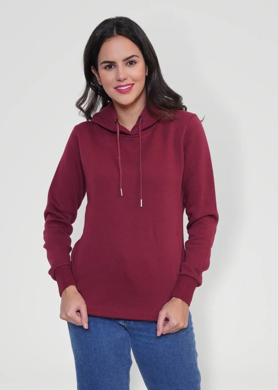 Wine Solid Hoodie Sweatshirt For Women | Pronk