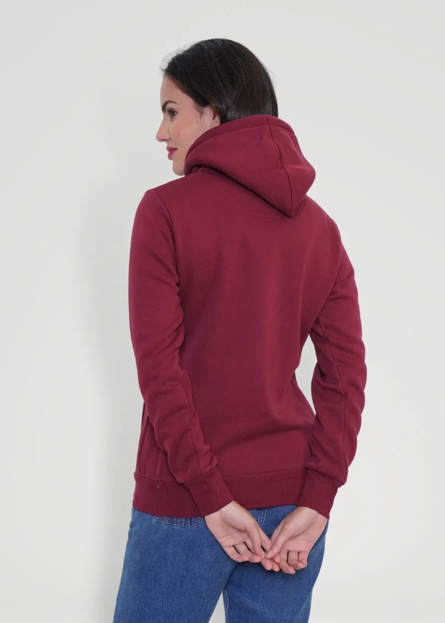 Wine Solid Hoodie Sweatshirt For Women | Pronk