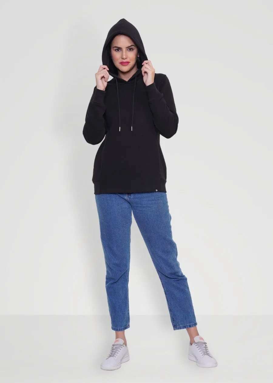 Women Fleece Hoodie Sweatshirt | Black | Pronk