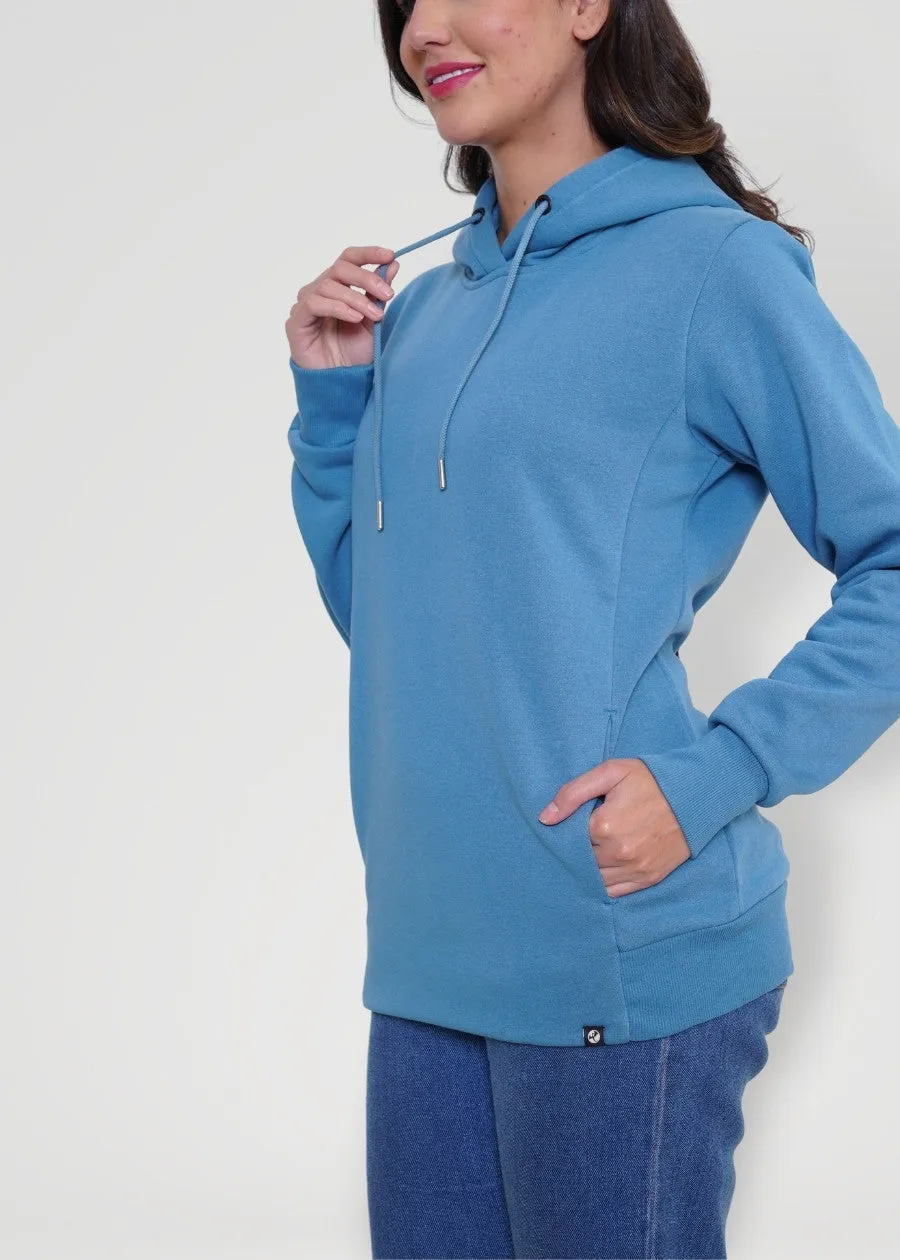 Women Fleece Hoodie Sweatshirt | Denim Blue | Pronk