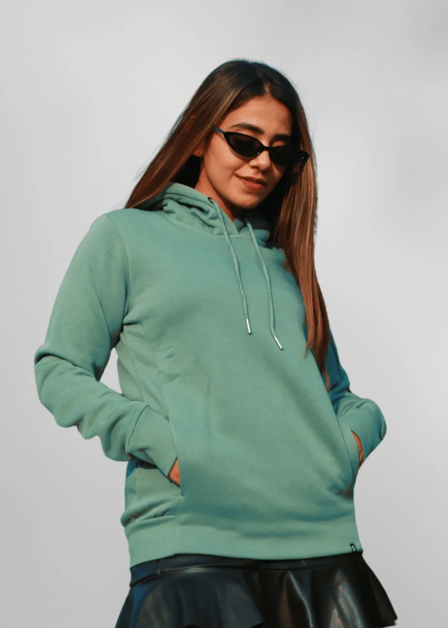 Women Fleece Hoodie Sweatshirt | Olive Green | Pronk