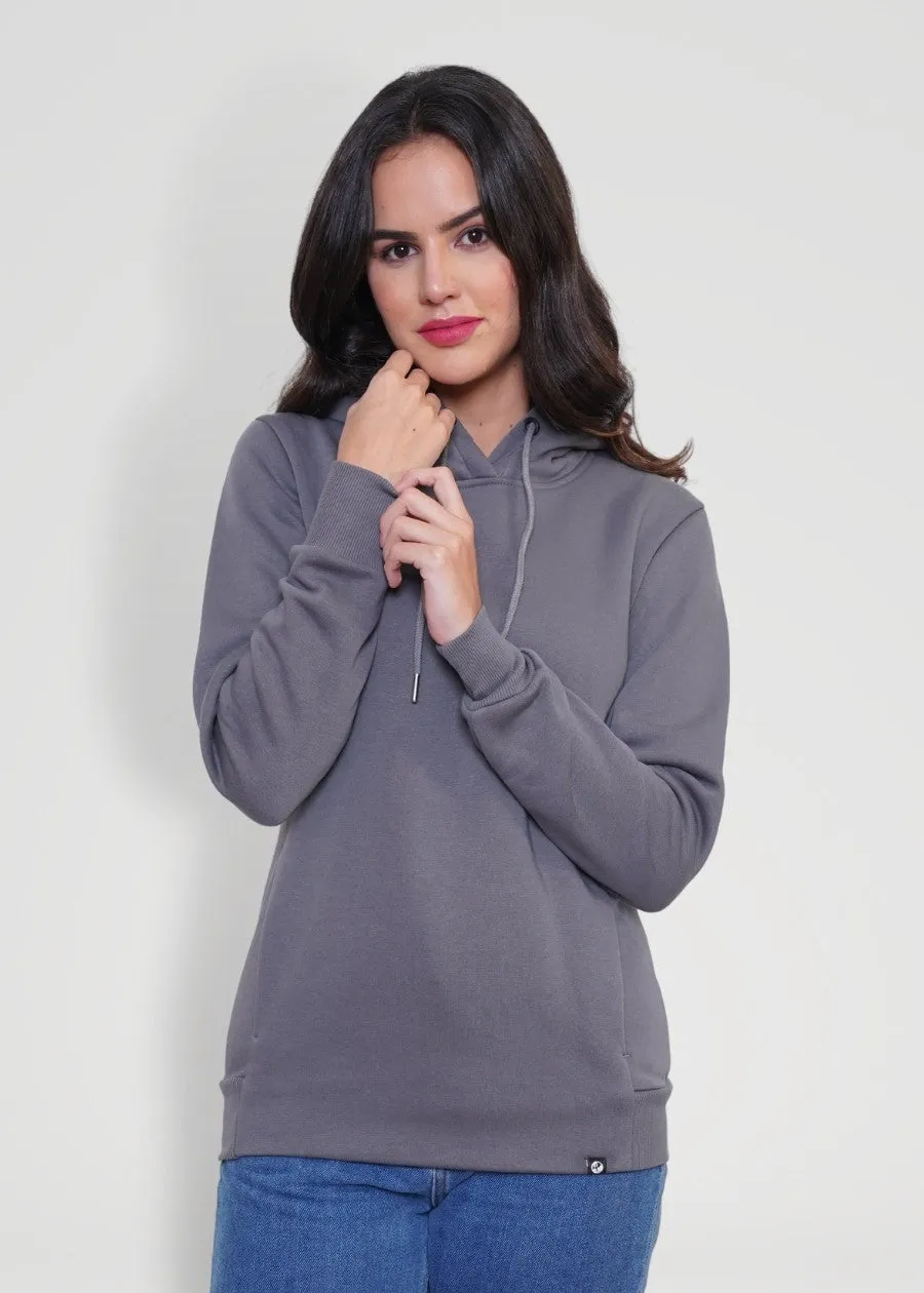 Women Fleece Hoodie Sweatshirt | Steel Grey | Pronk