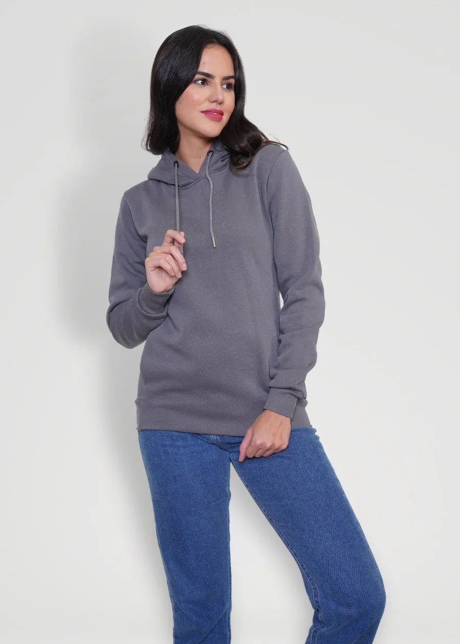 Women Fleece Hoodie Sweatshirt | Steel Grey | Pronk