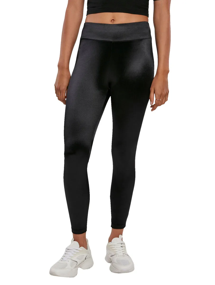 Women's pants (leggings) URBAN CASSICS - Shiny High Waist Leggings - black - TB3789  -  Metal-shop