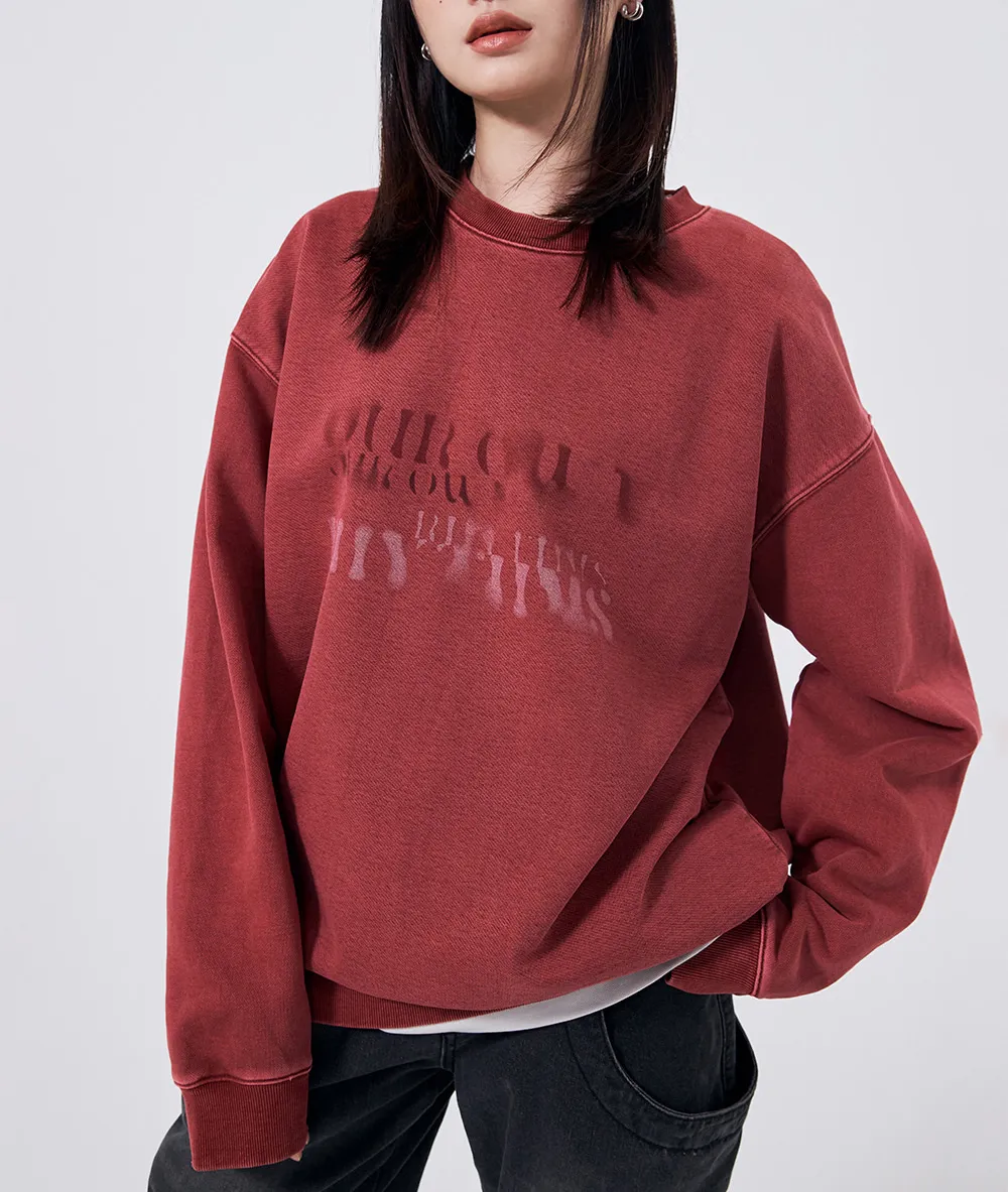 WOOALONG  |Crew Neck Unisex Street Style Long Sleeves Cotton