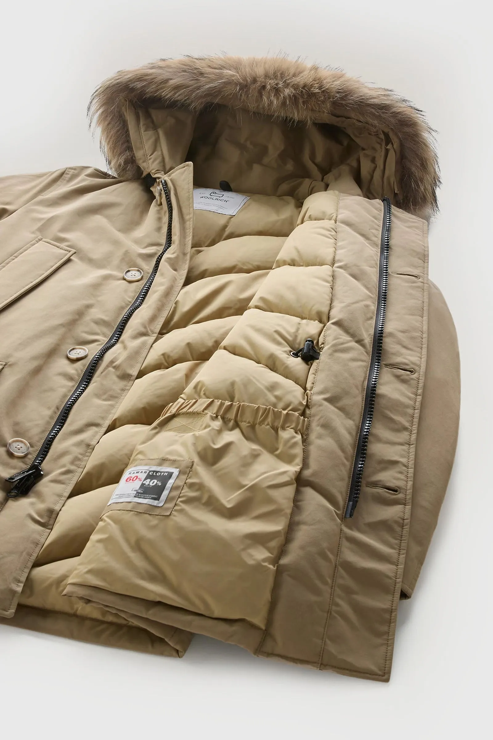 Woolrich Arctic Parka Ramar Cloth con Pelliccia Removibile Beige