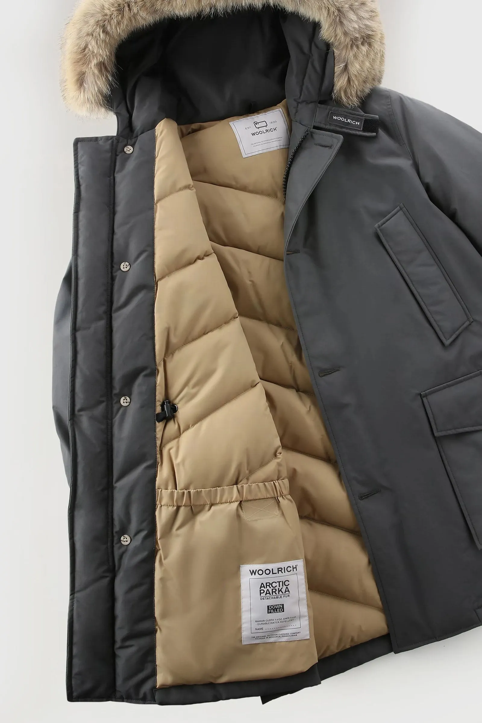 Woolrich Arctic Parka Ramar Cloth con Pelliccia Removibile Grigio