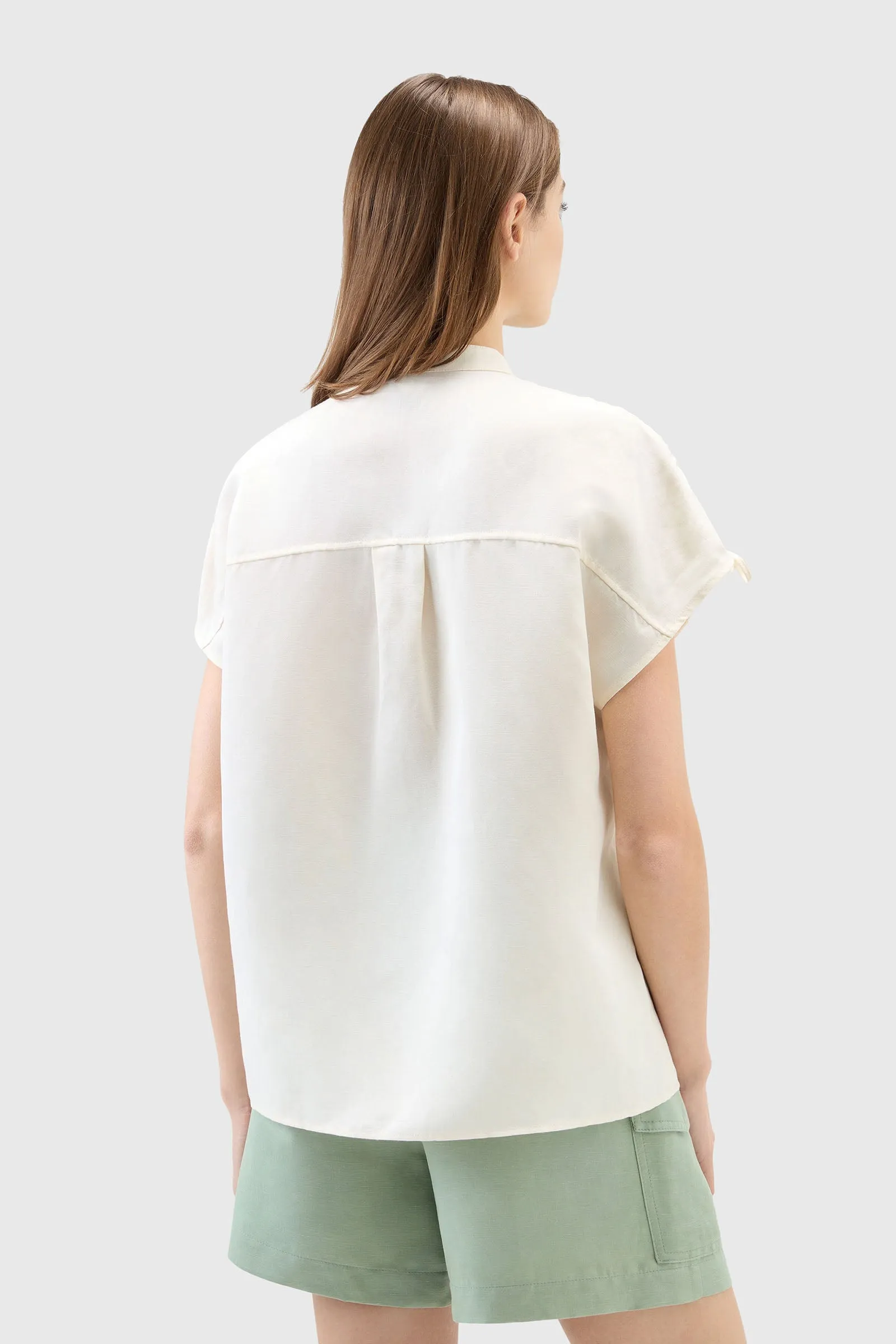 Woolrich Blusa In Viscosa Misto Lino Avorio Donna