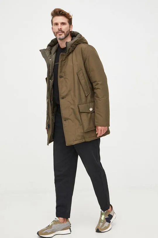 Woolrich down parka ARCTIC men's green color