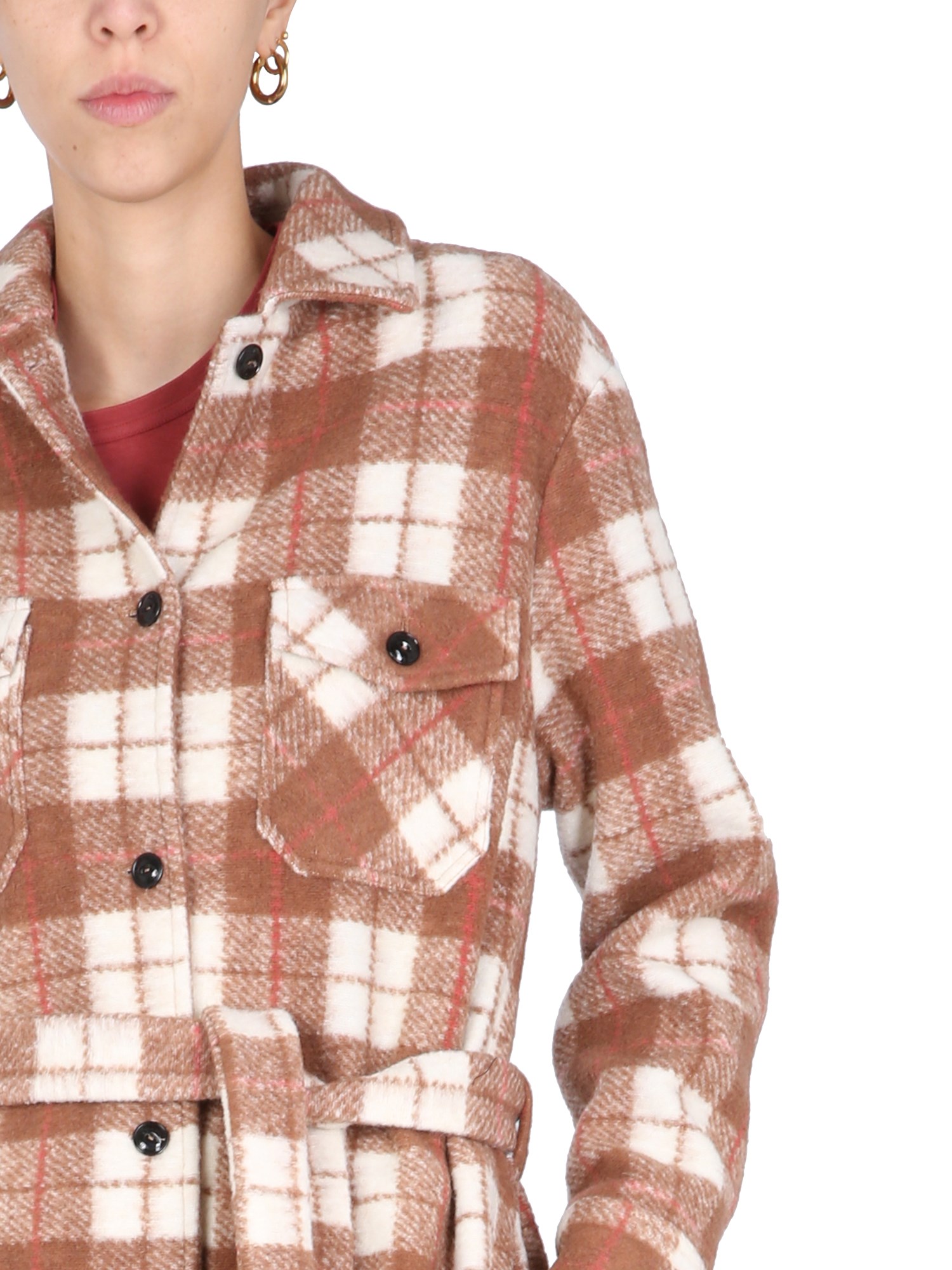 WOOLRICH    GENTRY MIXED VIRGIN WOOL TRENCH WITH CHECK PATTERN