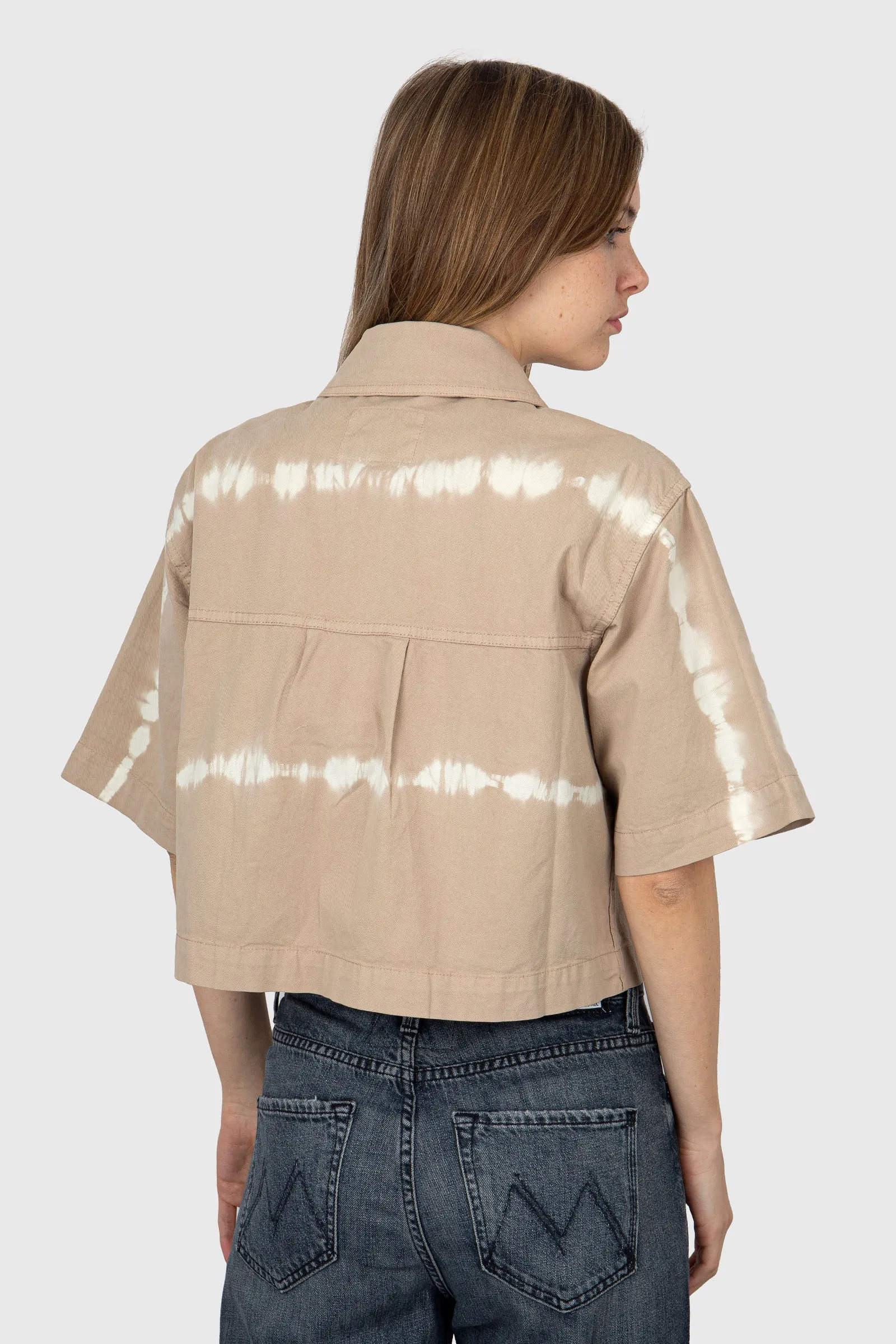 Woolrich Overshirt Tye-Dye in Twill di Cotone Elasticizzato Beige