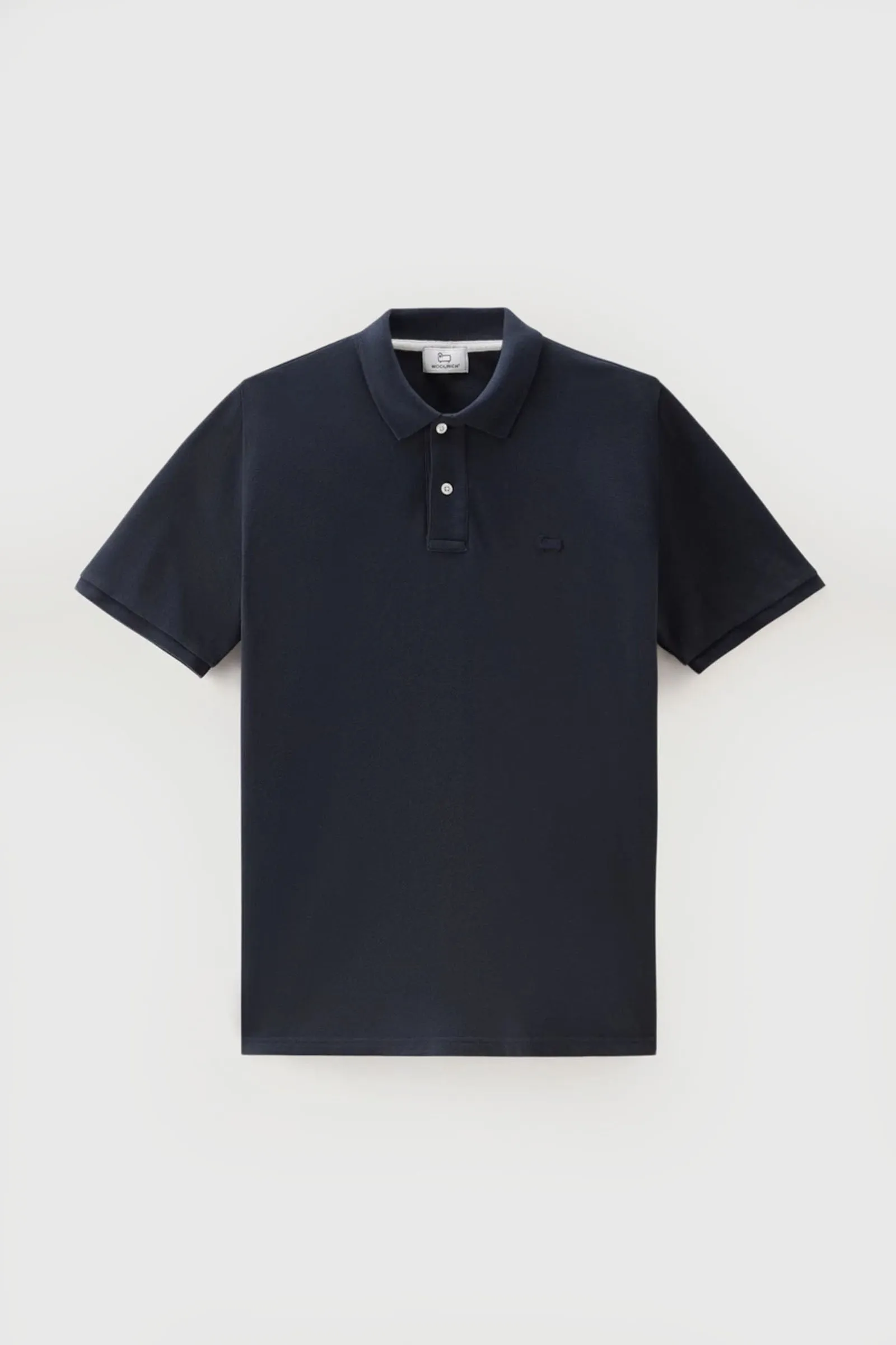 Woolrich Polo In Piquet Di Puro Cotone Blu Uomo