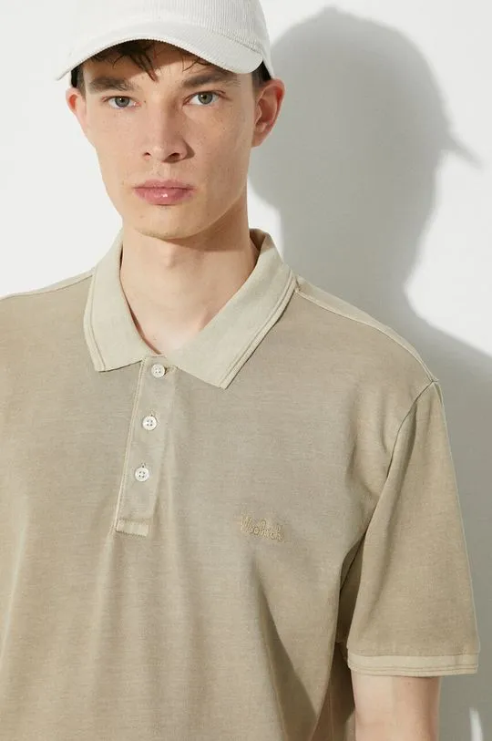 Woolrich polo shirt Mackinack Polo men’s beige color CFWOPO0065MRUT1483