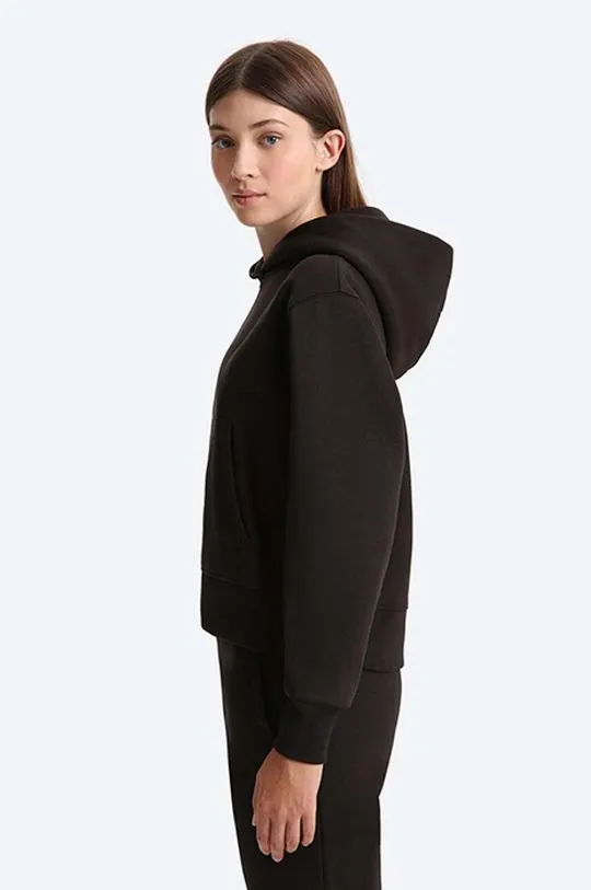 Woolrich sweatshirt Logo Fleece women's black color