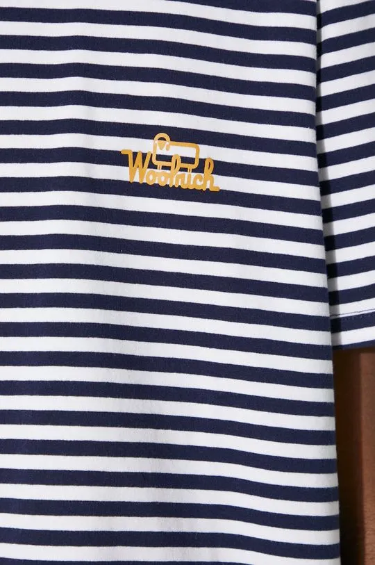 Woolrich t-shirt Striped T-Shirt men’s navy blue color CFWOTE0121MRUT3687