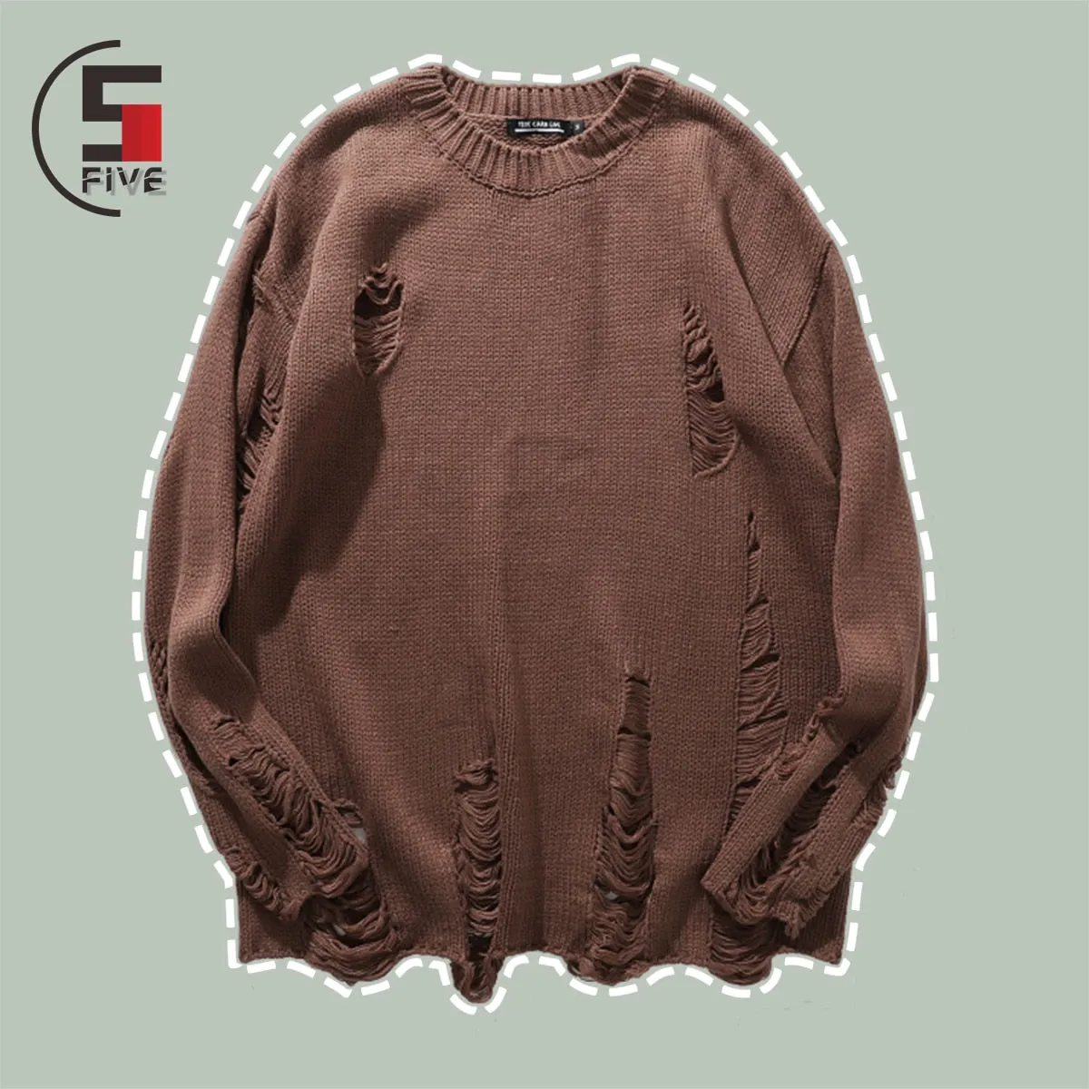 Xituodai Hip Hop Wash Hole Ripped Knit Sweaters Men Harajuku Streetwear Casual Pullovers 2022 NEW Winter Fashion Oversized Unise