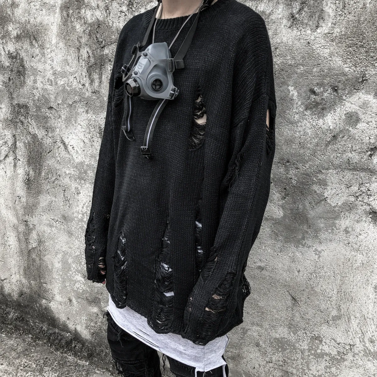 Xituodai Hip Hop Wash Hole Ripped Knit Sweaters Men Harajuku Streetwear Casual Pullovers 2022 NEW Winter Fashion Oversized Unise