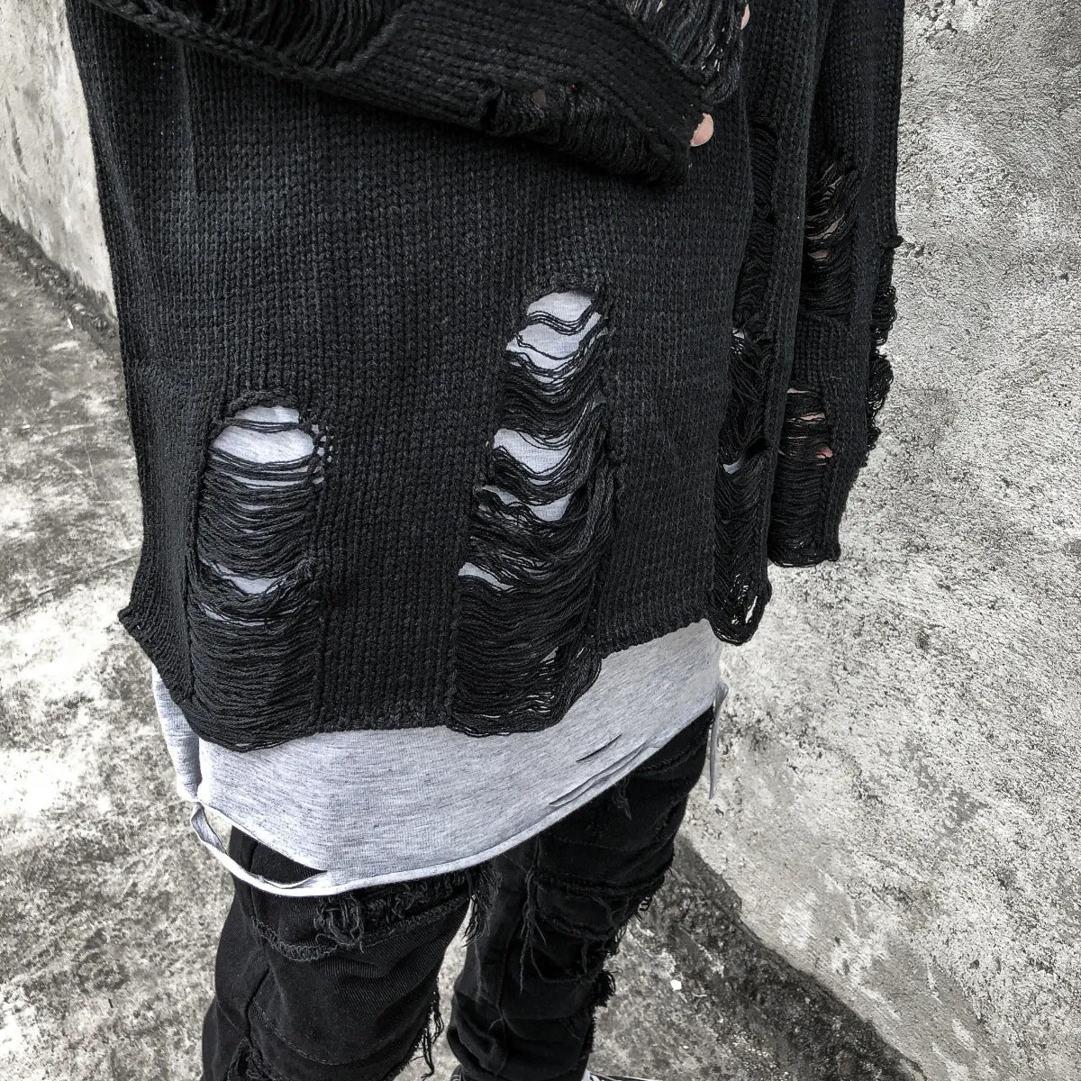 Xituodai Hip Hop Wash Hole Ripped Knit Sweaters Men Harajuku Streetwear Casual Pullovers 2022 NEW Winter Fashion Oversized Unise