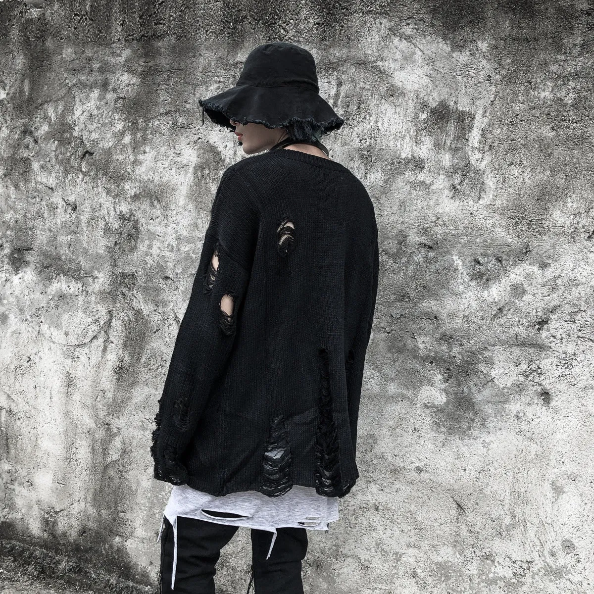 Xituodai Hip Hop Wash Hole Ripped Knit Sweaters Men Harajuku Streetwear Casual Pullovers 2022 NEW Winter Fashion Oversized Unise