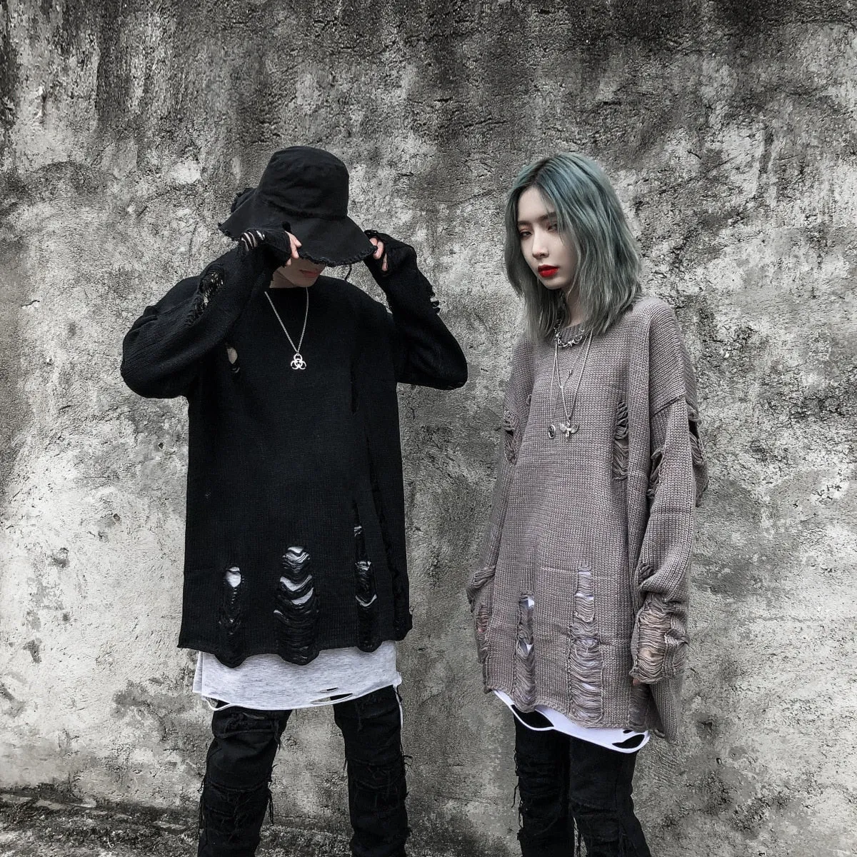 Xituodai Hip Hop Wash Hole Ripped Knit Sweaters Men Harajuku Streetwear Casual Pullovers 2022 NEW Winter Fashion Oversized Unise