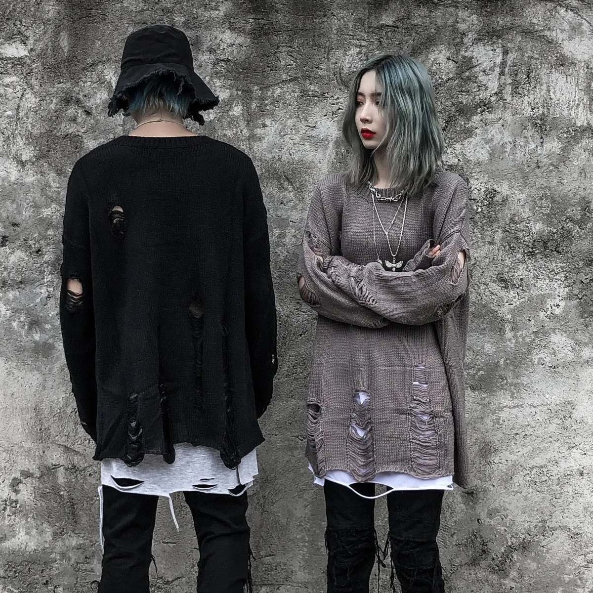 Xituodai Hip Hop Wash Hole Ripped Knit Sweaters Men Harajuku Streetwear Casual Pullovers 2022 NEW Winter Fashion Oversized Unise