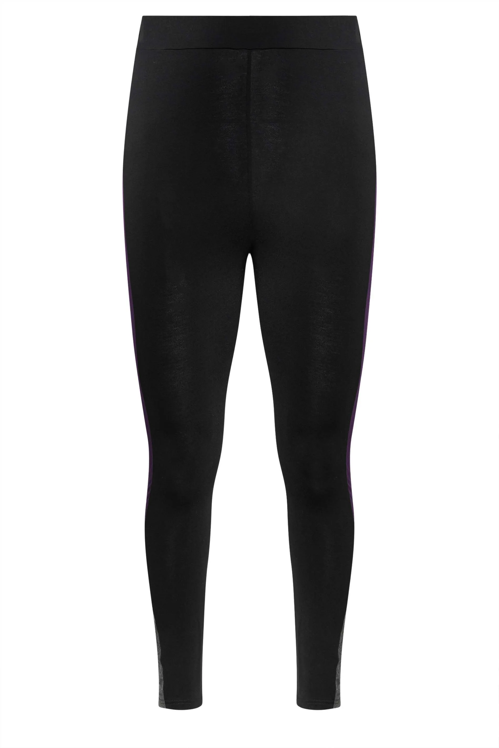 YOURS ACTIVE Curve Black & Purple Side Stripe Leggings